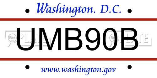 UMB90B District Of Columbia License Plate