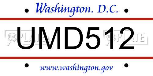 UMD512 District Of Columbia License Plate