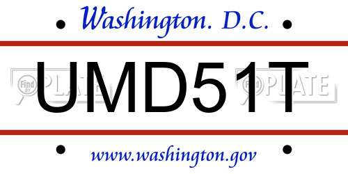 UMD51T District Of Columbia License Plate