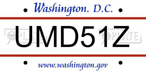 UMD51Z District Of Columbia License Plate
