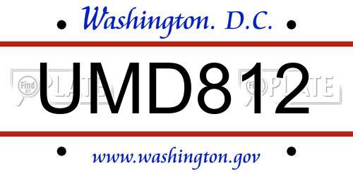 UMD812 District Of Columbia License Plate