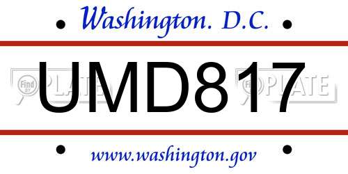 UMD817 District Of Columbia License Plate