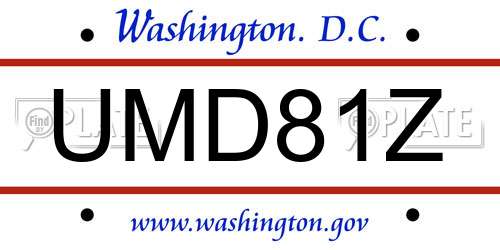 UMD81Z District Of Columbia License Plate
