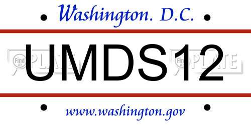 UMDS12 District Of Columbia License Plate