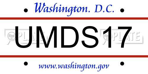 UMDS17 District Of Columbia License Plate