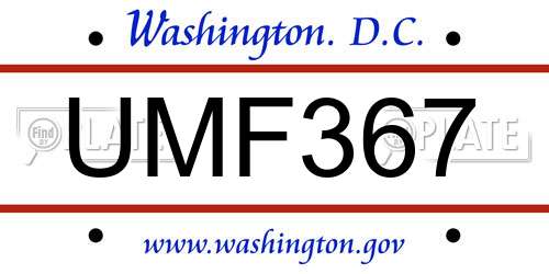 UMF367 District Of Columbia License Plate