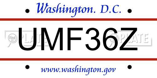 UMF36Z District Of Columbia License Plate