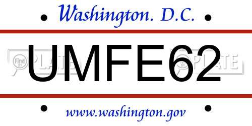 UMFE62 District Of Columbia License Plate