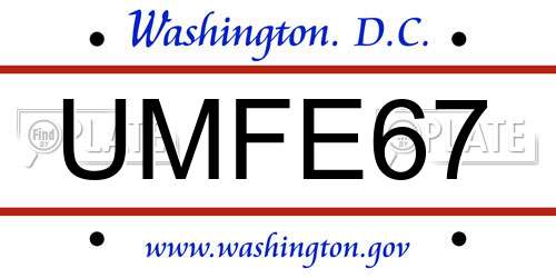 UMFE67 District Of Columbia License Plate