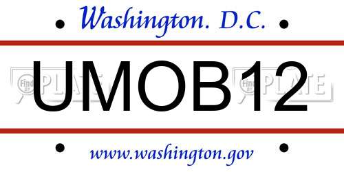 UMOB12 District Of Columbia License Plate