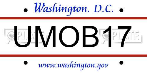 UMOB17 District Of Columbia License Plate