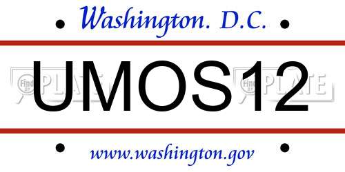 UMOS12 District Of Columbia License Plate