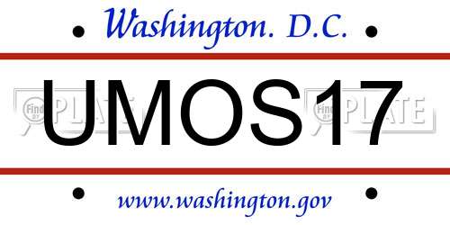 UMOS17 District Of Columbia License Plate
