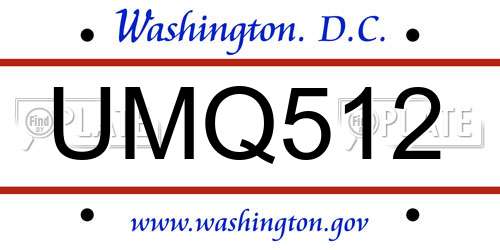 UMQ512 District Of Columbia License Plate
