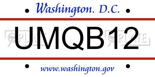 UMQB12 District Of Columbia License Plate