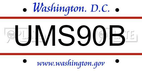 UMS90B District Of Columbia License Plate