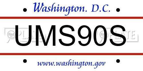 UMS90S District Of Columbia License Plate