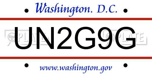 UN2G9G District Of Columbia License Plate