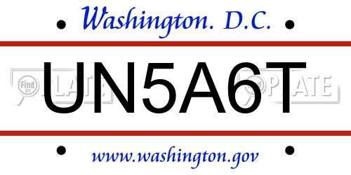 UN5A6T District Of Columbia License Plate