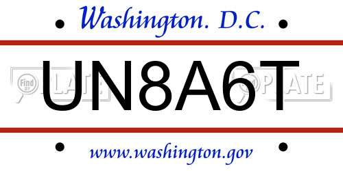 UN8A6T District Of Columbia License Plate