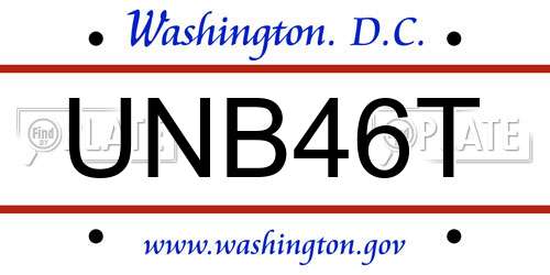 UNB46T District Of Columbia License Plate