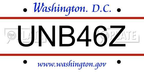 UNB46Z District Of Columbia License Plate