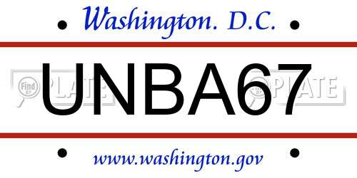 UNBA67 District Of Columbia License Plate