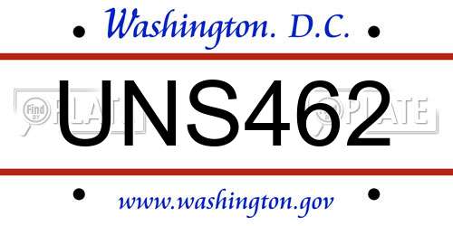 UNS462 District Of Columbia License Plate