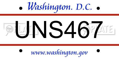 UNS467 District Of Columbia License Plate