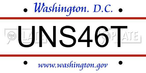 UNS46T District Of Columbia License Plate