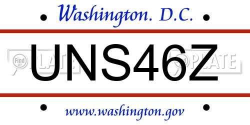 UNS46Z District Of Columbia License Plate
