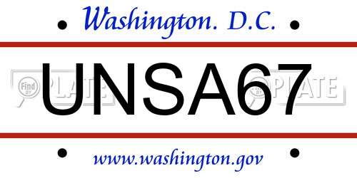 UNSA67 District Of Columbia License Plate
