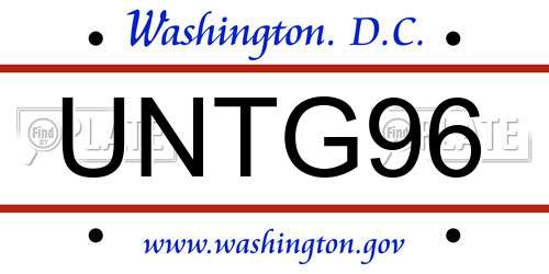 UNTG96 District Of Columbia License Plate