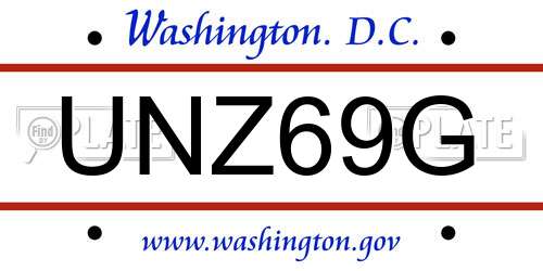 UNZ69G District Of Columbia License Plate