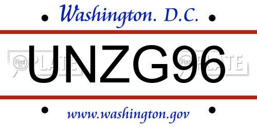 UNZG96 District Of Columbia License Plate