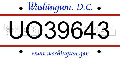 UO39643 District Of Columbia License Plate