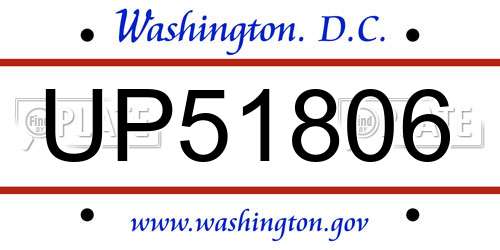 UP51806 District Of Columbia License Plate
