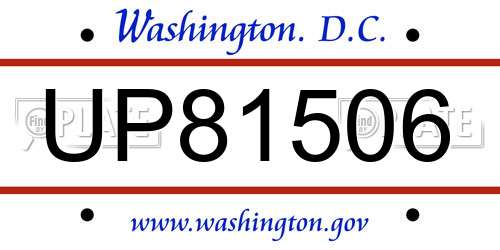 UP81506 District Of Columbia License Plate