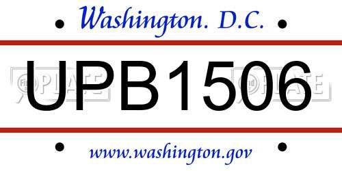 UPB1506 District Of Columbia License Plate