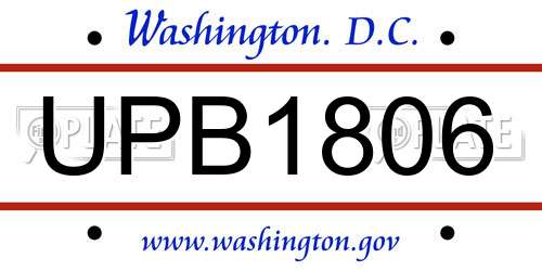 UPB1806 District Of Columbia License Plate