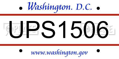 UPS1506 District Of Columbia License Plate