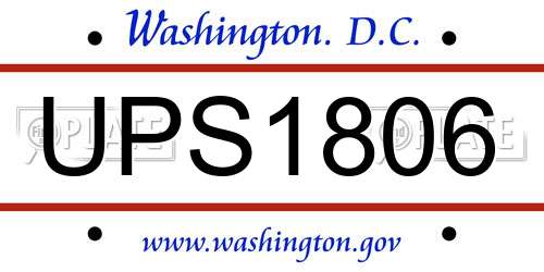 UPS1806 District Of Columbia License Plate