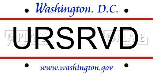URSRVD District Of Columbia License Plate