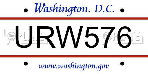 URW576 District Of Columbia License Plate
