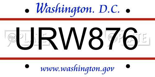 URW876 District Of Columbia License Plate
