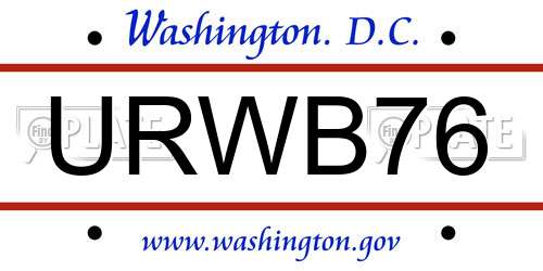 URWB76 District Of Columbia License Plate