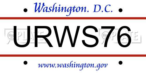 URWS76 District Of Columbia License Plate