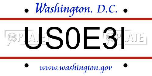 US0E3I District Of Columbia License Plate