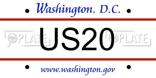 US20 District Of Columbia License Plate