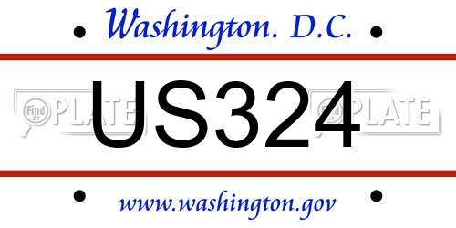 US324 District Of Columbia License Plate